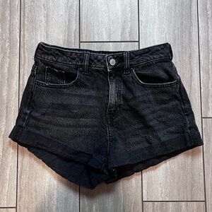 Pacsun Shorts | Women's Mom Shorts Size 25 Black Denim Jean Cuffed Stretch
